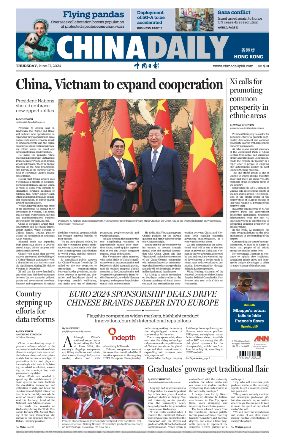 Prima-pagina-China Daily-oggi-edizione-di-oggi-20240627